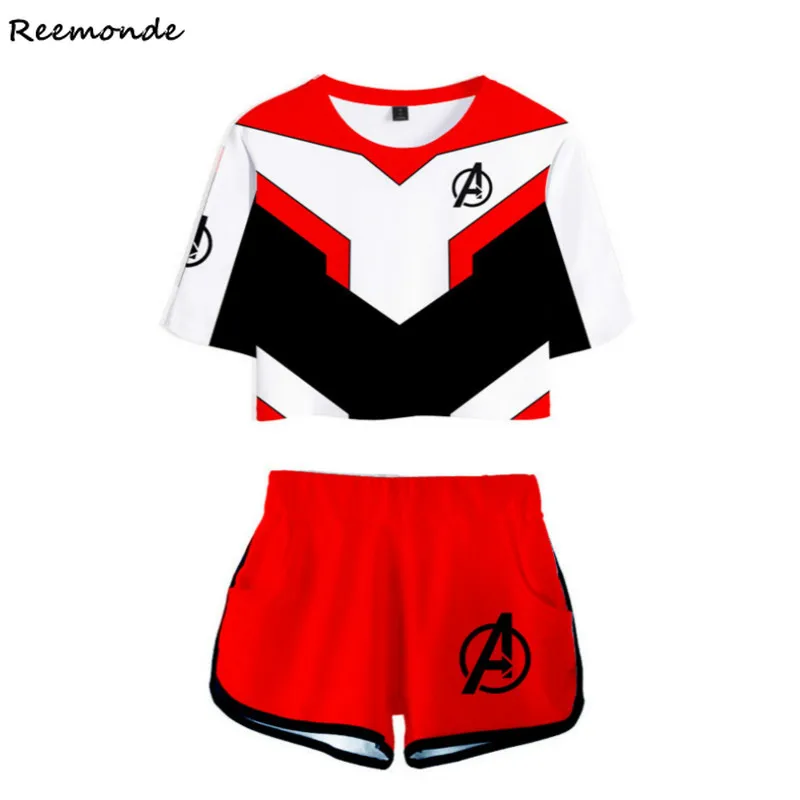 Avengers Endgame Quantum Realm Captain America T-shirt Shorts Cosplay Costume Superhero Iron Man Sports Suit Adult Kids Girls