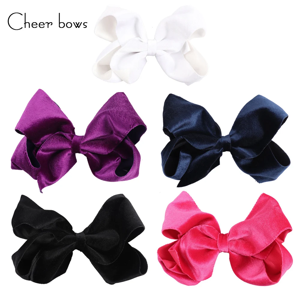 

7.5" Solid Velvet Hair Bows For Girls Kids Hairgrips with Alligator Clips Handmade Children Hair Accessories Children Hairgrips