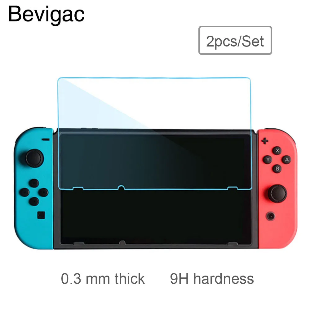 

Bevigac 2 PCS Tempered Glass Anti-Scratch High Definition Thin Screen Protector Film for Nintendo Nintend Switch NS NX Console