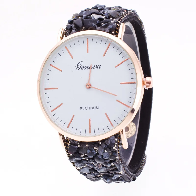 

Luxury Fashion Stylish Geneva Stones Candy Quartz Analog Wristwatches Wrist Watch Bracelet for Women Girls Ladies