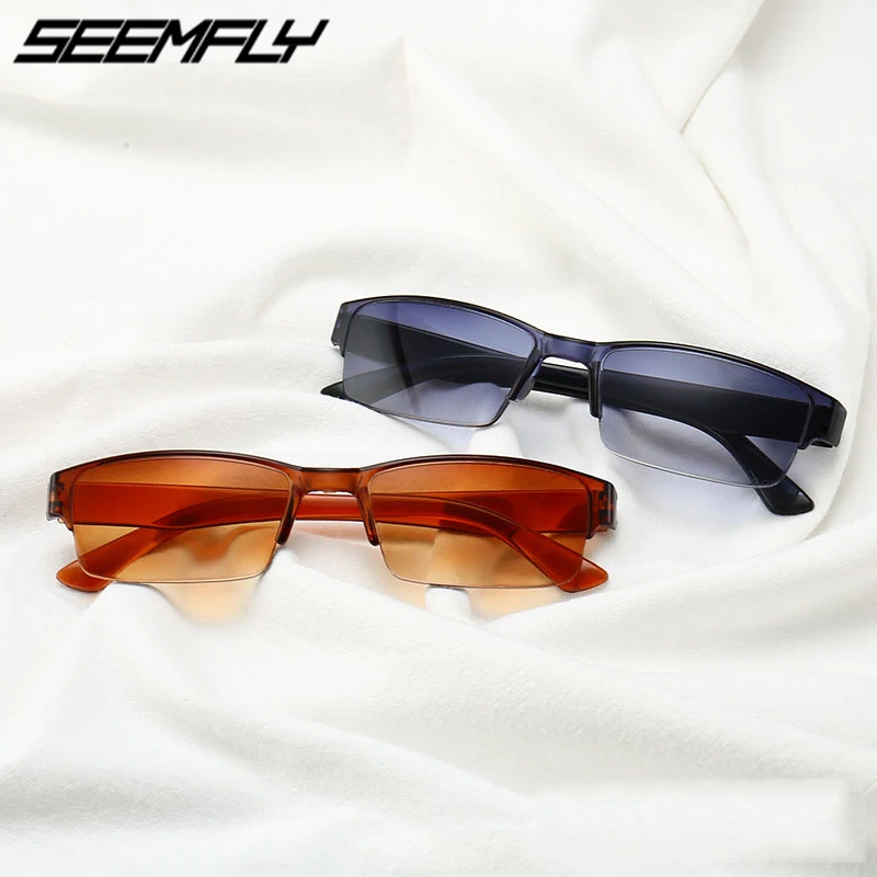 Seemfly очки для чтения с плоскими стеклами и половинной рамкой сверхлегкий смолы