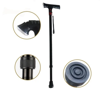 

Aluminum alloy single foot alarm elderly walking stick Multifunctional telescopic intelligent elderly walking stick for seniors