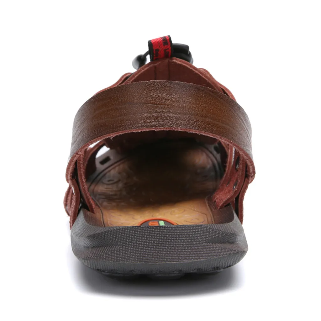 Летние повседневные открытые сандалии мужские кожаные сандалии дышащая обувь для пляжного отдыха римские сандалии большого размера# G4
