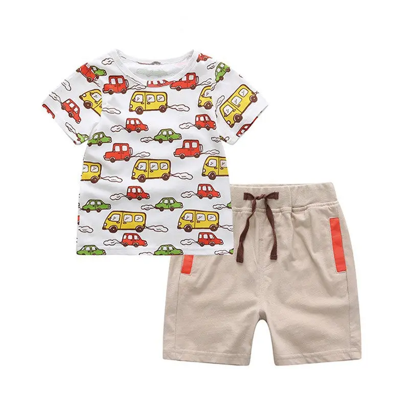 Clode/® for 2-7 Years Old Baby Boys Toddler Kid Baby Boys Cartoon Printing T-Shirt+Short Pants Clothes Outfits Set Gray