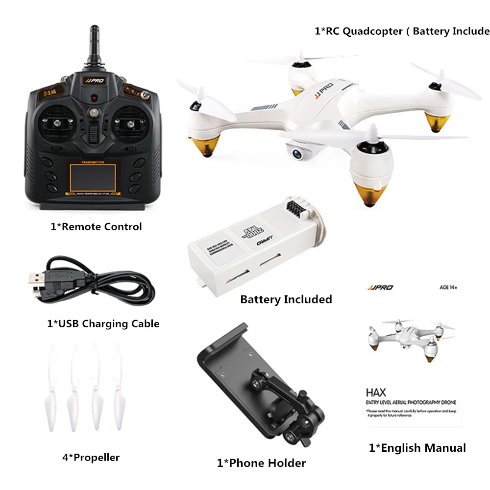 Квадрокоптер JJRC JJPRO X3 Радиоуправляемый с GPS дальность действия 500 м бесщеточный RTF