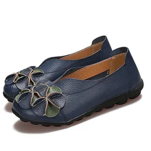 ZZPOHE/большие размеры; женская обувь на плоской подошве; обувь из натуральной кожи; Женская Повседневная Удобная обувь без застежки на плоской подошве; обувь для мам