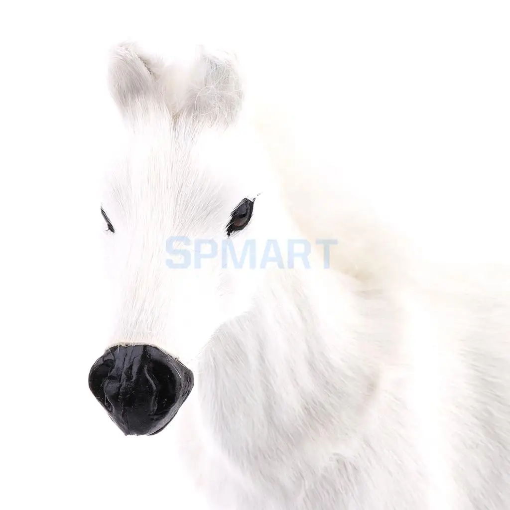 Lifelike Simulation Plush Stuffed Horse Animals Model Figure Plush Figures Soft Toy Home Decoration White