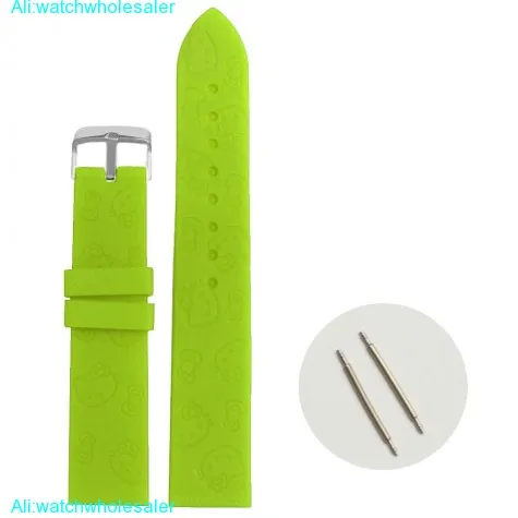 20mm New Green Cartoon Silicone Jelly Rubber Lady Watch Band Straps WB1086G20JB