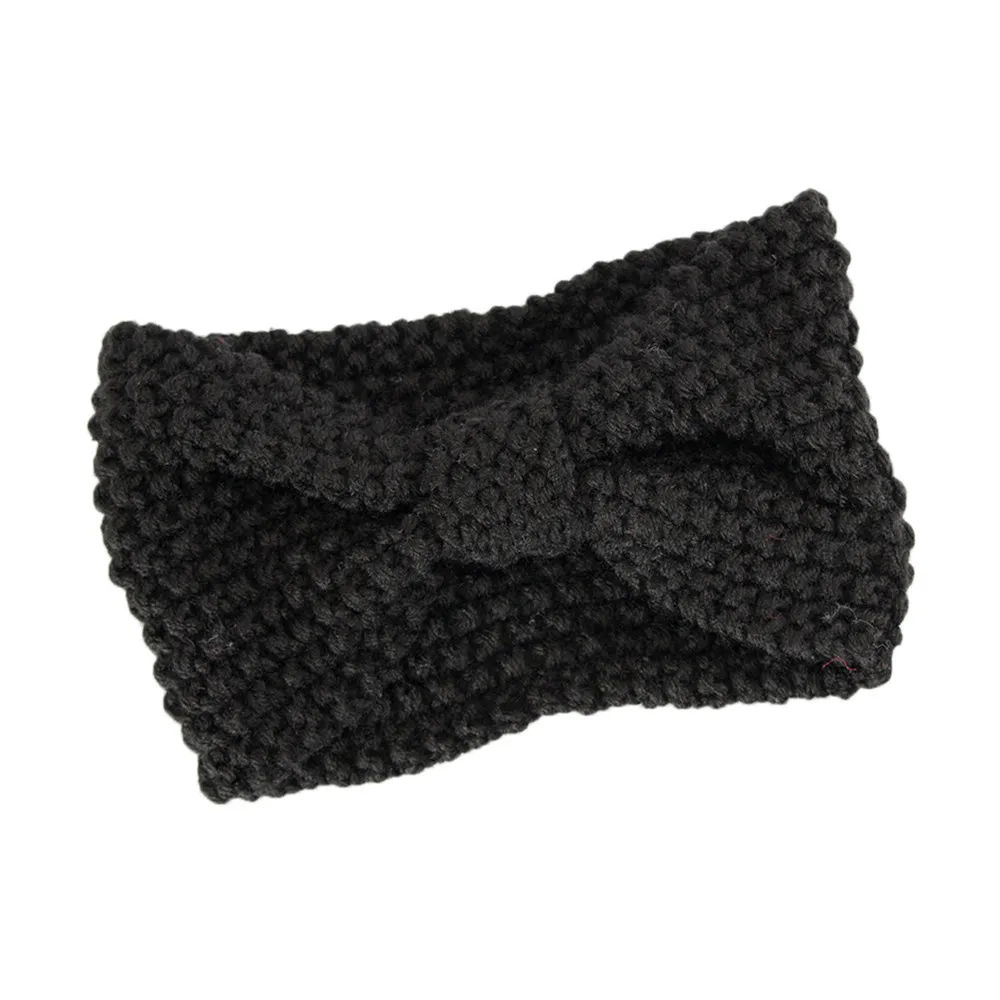 Женская вязаная повязка на голову с бантом ручной работы - Цвет: Black