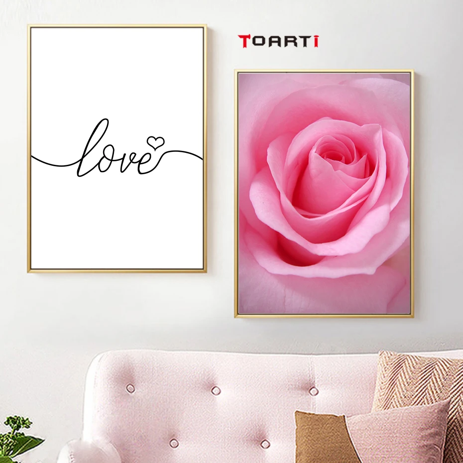 love quote pink flower  living room home wall art (2)