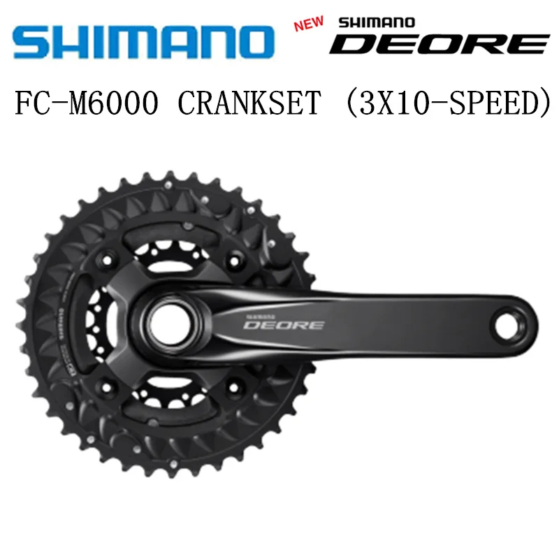 SHIMANO DEORE FC M6000 HOLLOWTECH II диаметра окружности болтов(M6000 2x10 3x10-Speed BB52 40-30-22T 28-38T 26-36T 170 мм 175 мм M610 диаметра окружности болтов