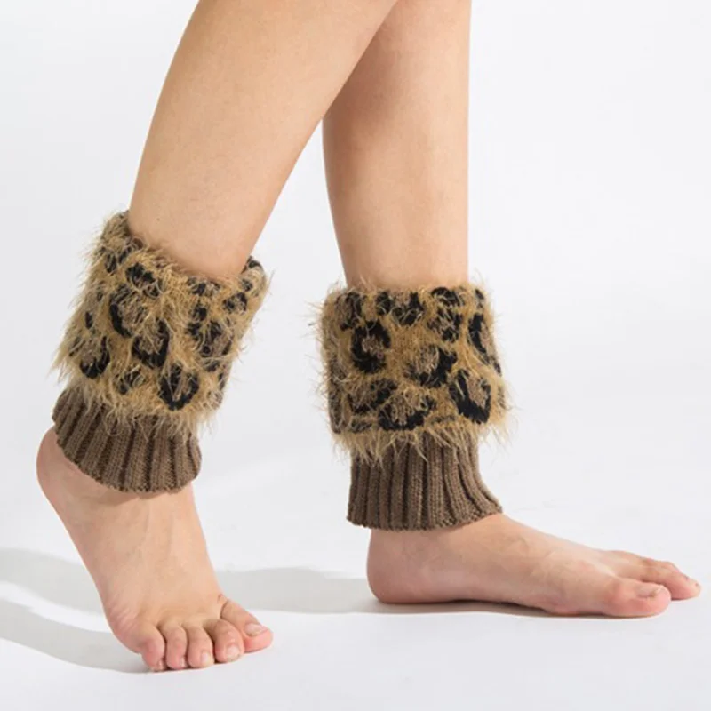Leopard Fashion Women Leg Warmer Crochet Warm Short Boot Cuffs Women Knitted Long Socks Winter Warmer Leg Socks Elastic New  (4)