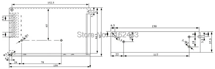 S-75&nbsp;series&nbsp;general switching power supply&nbsp;mounting dimensions