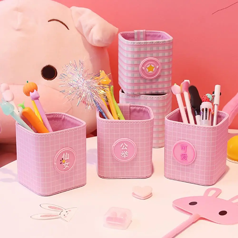 

Manicure Art Brush Pen Holder Faux Leather Storage Box Cosmetic Organizer Cup