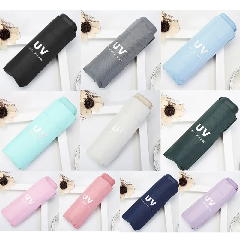 

Ultra Light Mini Pocket Umbrella Sun Sunshade UV Protection Umbrella Five Folding Umbrella Outdoor Dual-use Sunny Rain Newest