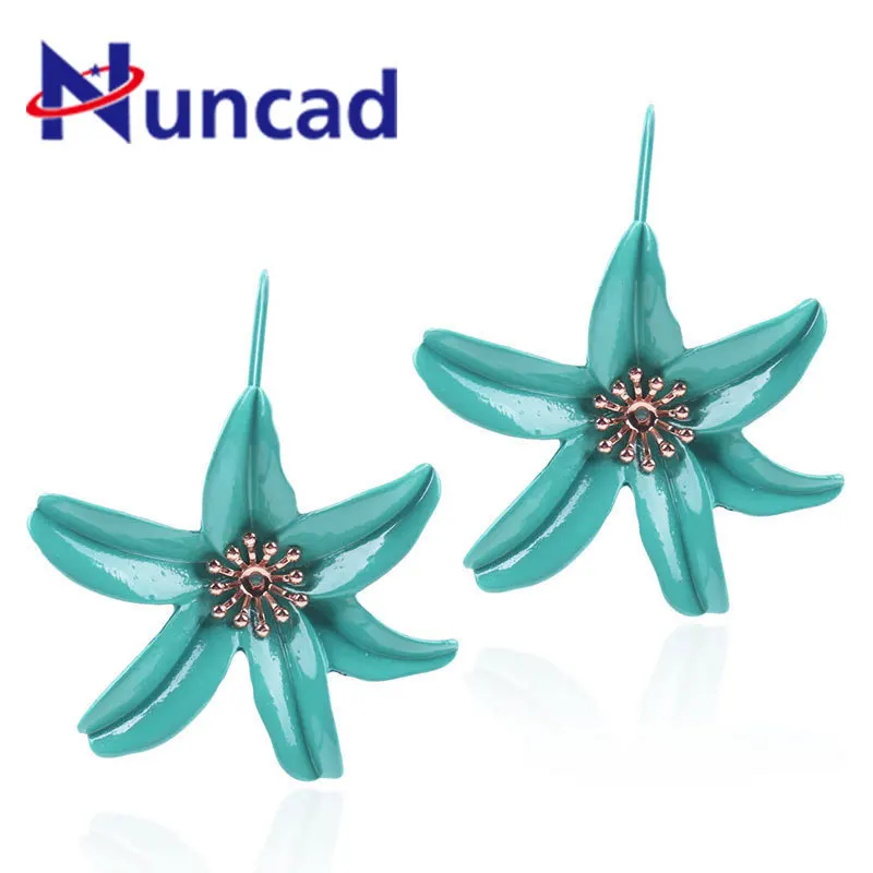 

Fashion Elegant Metal Lily Flower Earrings for Women Simple Gold Color Red Blossom Statement Drop Earrings Fashion Jewelry