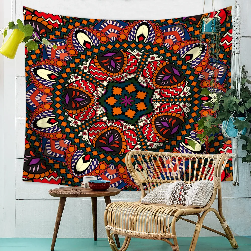

Mandala Tapestry Wall Hanging Psychedelic Hippie Bohemian Indian Geometric Cloth Taperstries Blanket Mat Carpet Decoration