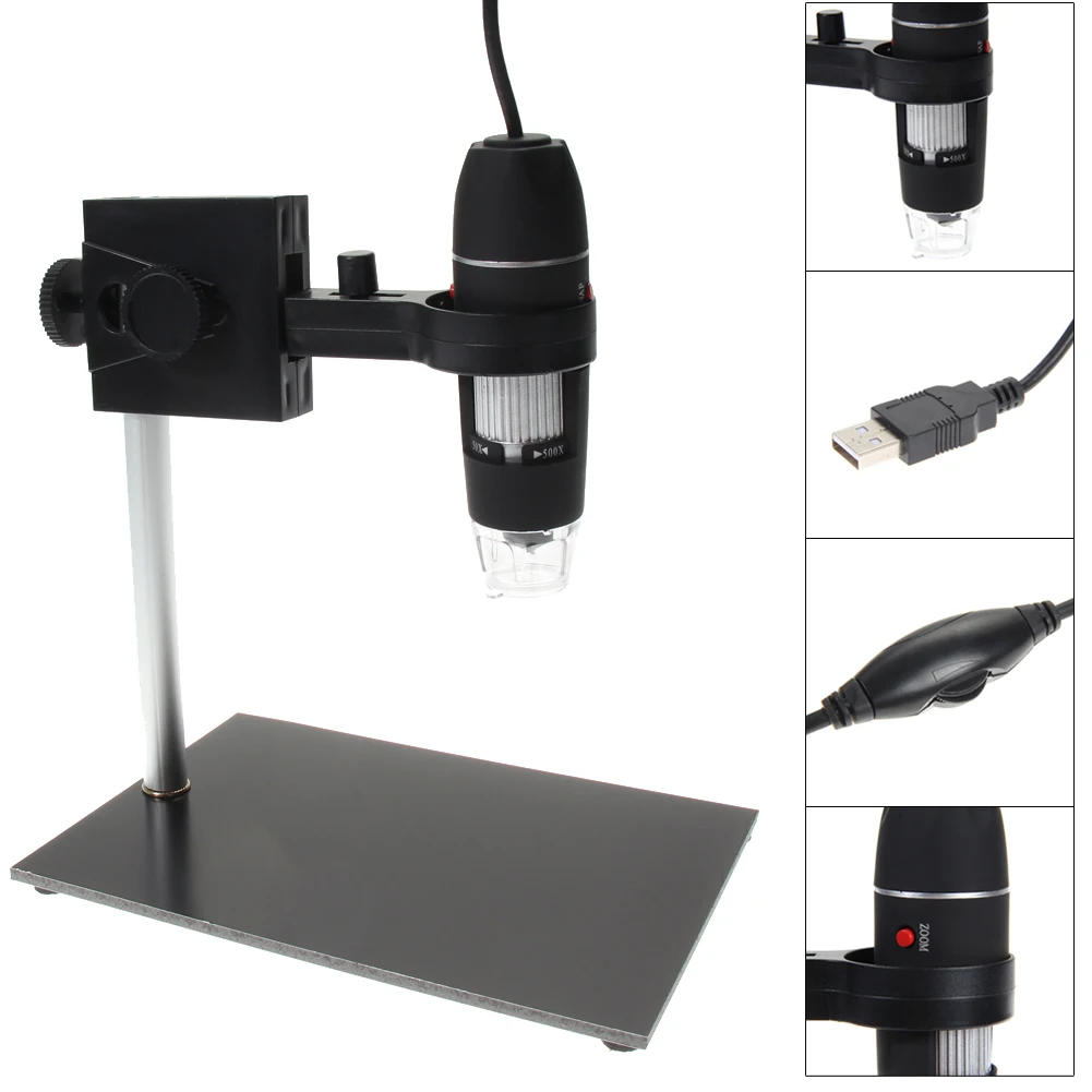 

Portable Digital USB Microscope Repair Magnifier 8 LED 50X-500X USB Microscope Magnification Holder for Soldering Stand Lamp