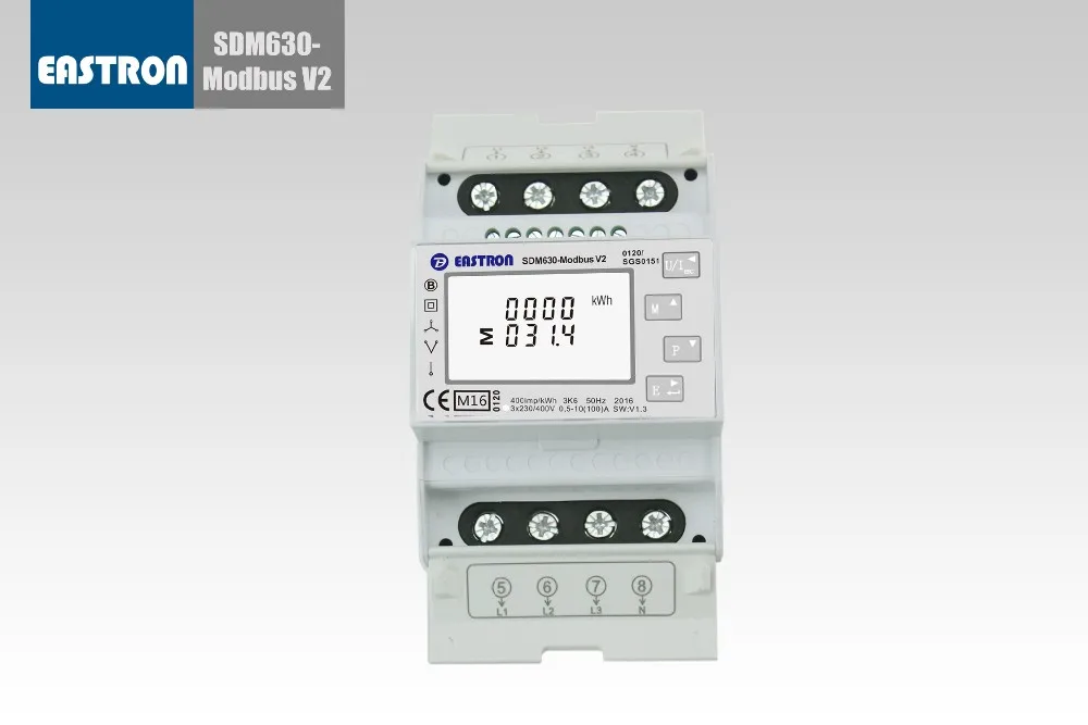 SDM630 Modbus V2, многофункциональный анализатор мощности, 1p2w 3p3w 3p4w, modbus/импульсный выход RS485 PV солнечная система доступна, NON-MID