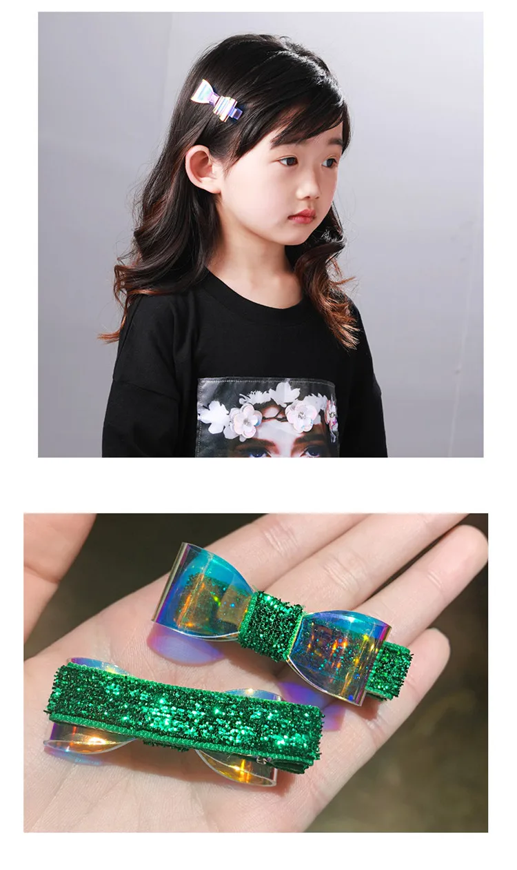 AHB 1-2 шт./компл. корейские сланцы с бантом для девочек с яркой блестящей бумагой Заколки для волос Водонепроницаемый прозрачный бант заколка для волос, для маленьких принцесс, Головные уборы