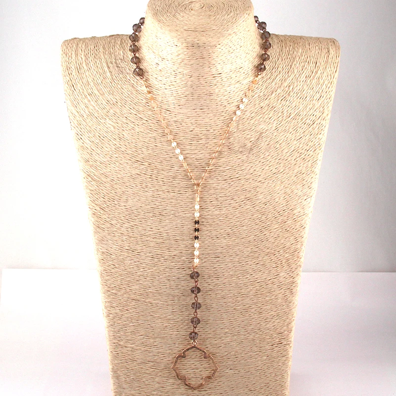 

Free Shipping Fashion Bohemian Jewelry Crystal and Flat Chain Flower of Life Pendant Necklaces Women Ethnic Necklace