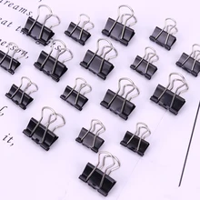 12 шт./упак. черные металлические зажимы 19/15 мм Примечания письмо Бумага клип офиса вязка крепления зажима продукта