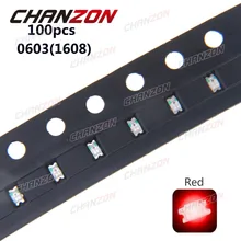 100 шт. 0603(1608) SMD светодиодный красный светодиодный светильник светодиод лампы SMD чип лампы 2 в поверхностное крепление электронные компоненты для PCB