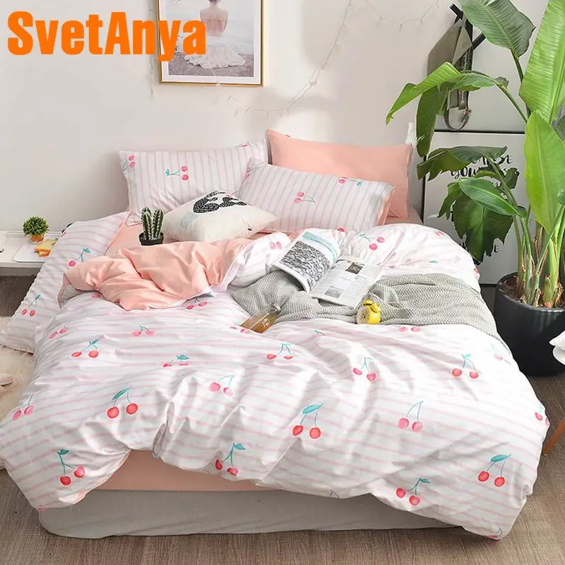 

Svetanya Cotton Comforter Cover Sheet Pillowcase 4in1 Bedding set Cherry