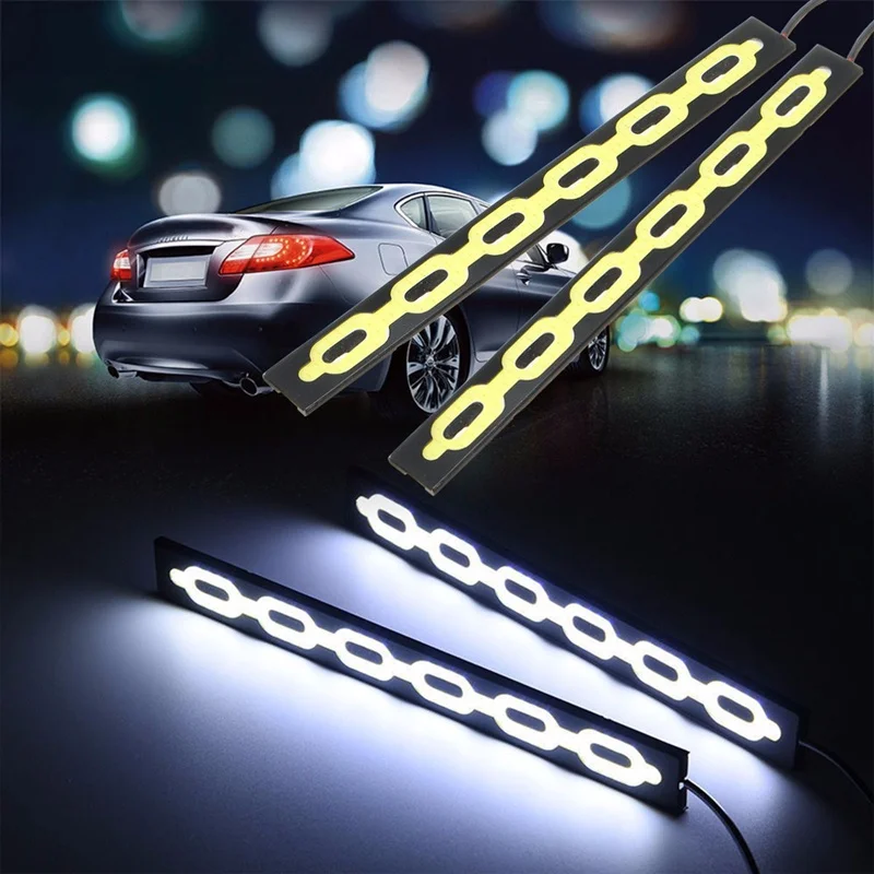 

2Pcs 6000~6500K Car Auto 12V COB LED Daytime Running DRL Bright Driving Day Light Head  Lamp White Light