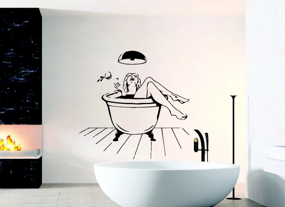 

Free Shipping Wall Decals Woman In Bathroom Sexy Wall Mural Sticker Home Special Decor Salon Art Shower Decorative Decal Q-30