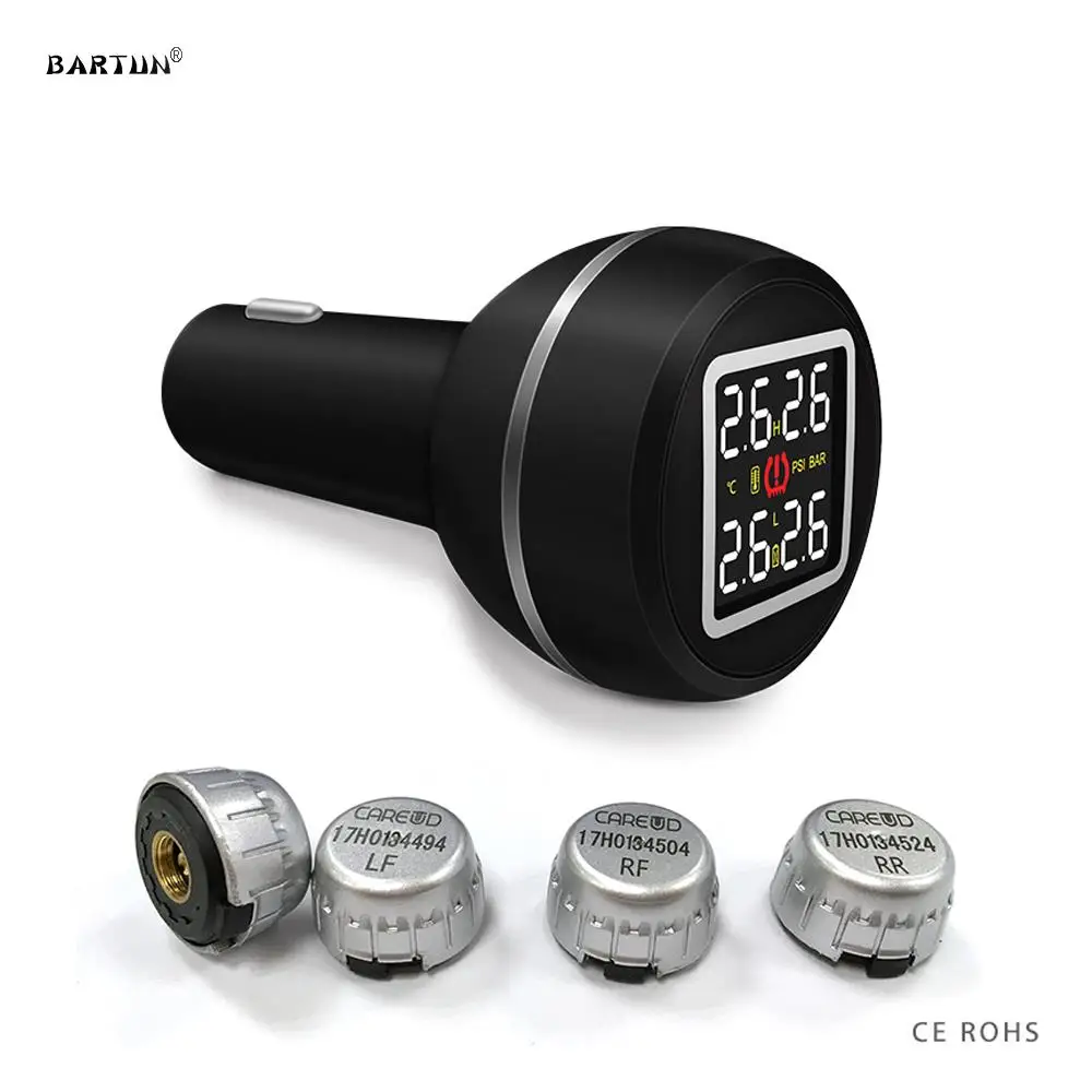 

D580 Automotive Universal TPMS Alarm Device Tyre Pressure Detector Tire Pressure Monitoring System With 4 External Sensors