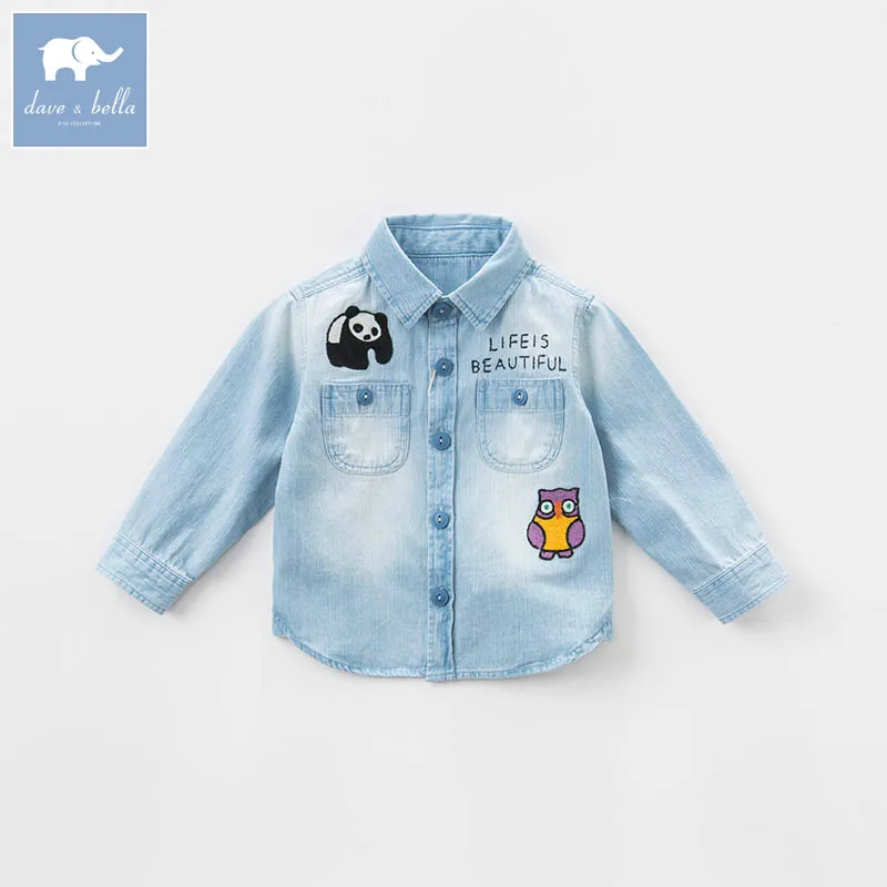 

DB7698 dave bella spring baby boys denim shirt boys cotton clothes baby boutique shirts children high quality top