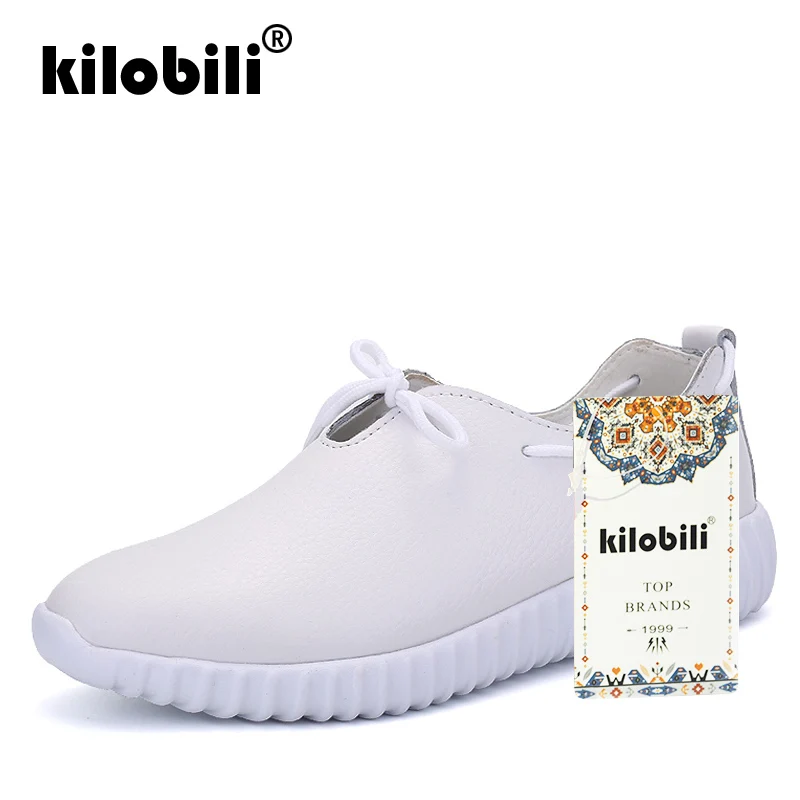 Kilobili/женские кроссовки на плоской подошве обувь из натуральной кожи со шнуровкой