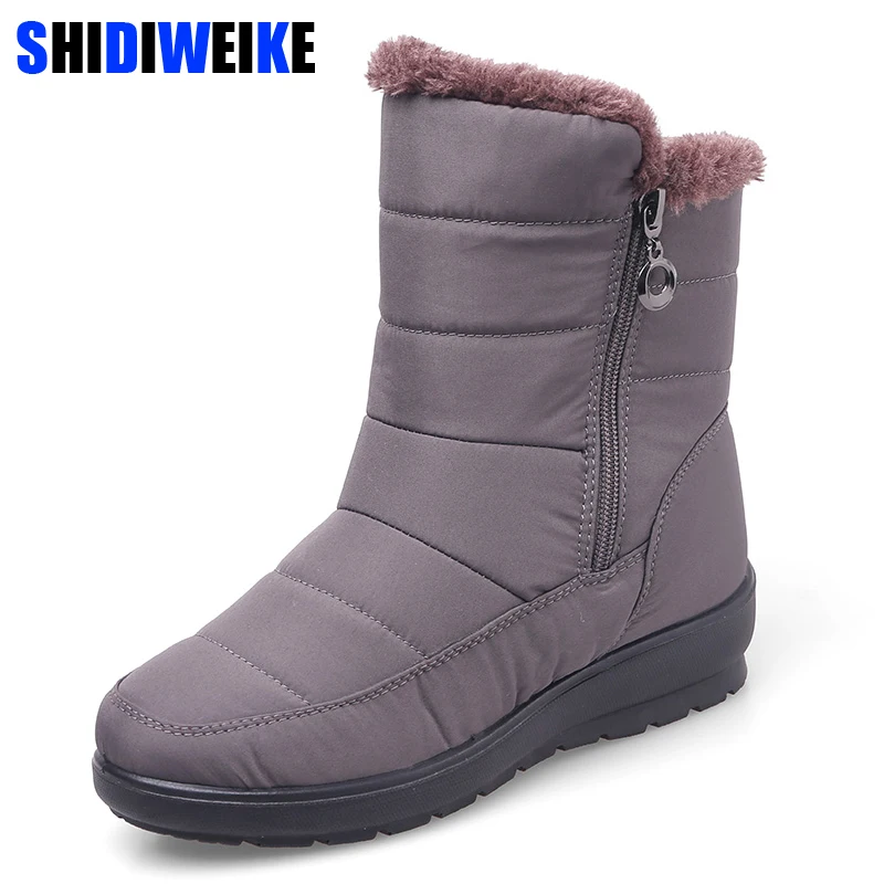 

Women snow boots 2018 new arrivals thick plush winter shoes high quality waterproof mid-calf boots fashion zipper women boots