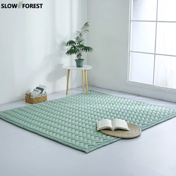 

Slow Tree Japanese-style Mat Living Room Carpet Simple Coffee Table Bedside Rug Solid Color Thicken Children Crawling Play Mat