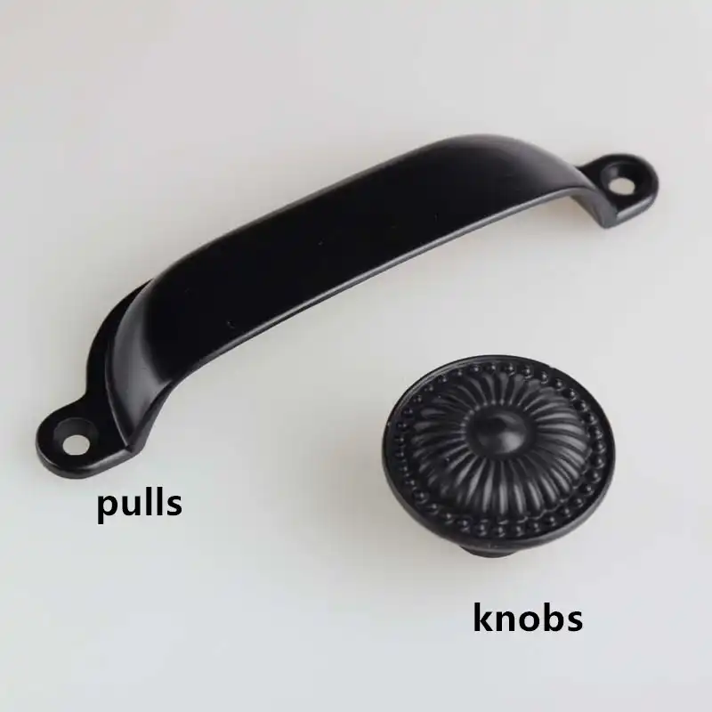 Vintage Style Black Shell Cup Drawer Cabinet Pull Knob Antique
