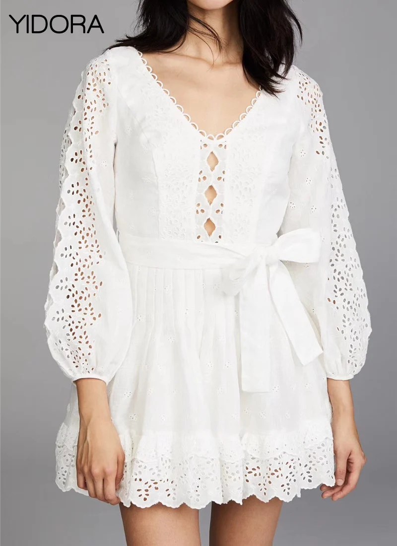 Girls white eyelet dress size 7 10