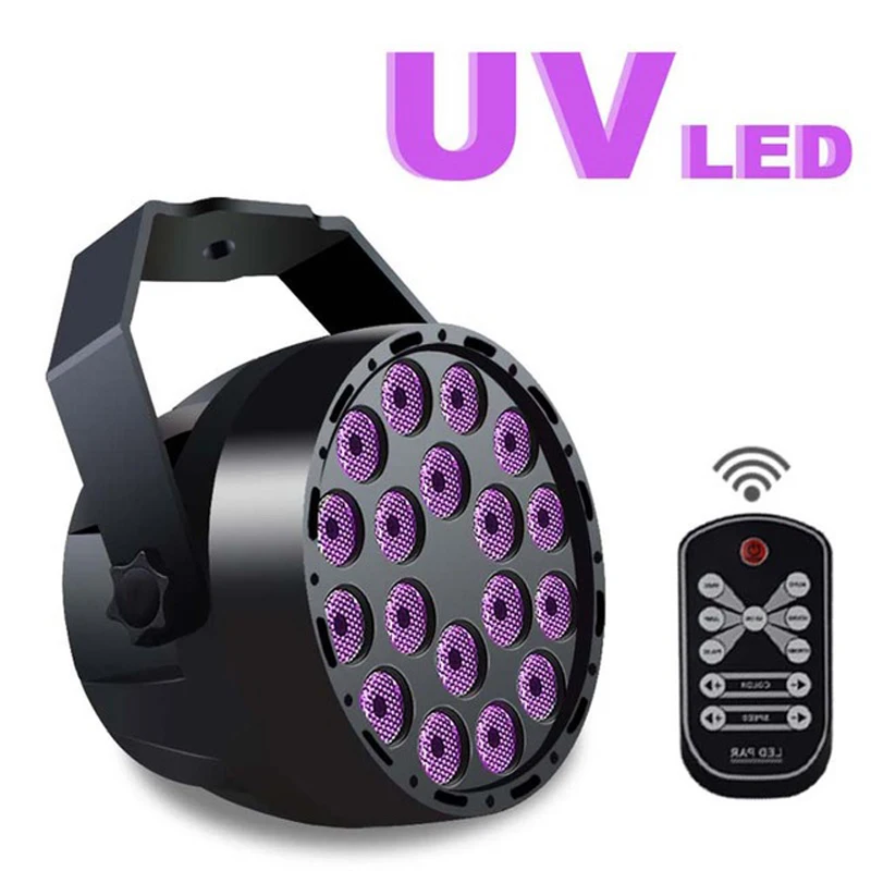 

SOLOLANDOR 18LED UV Purple LED Stage Light Par Light With DMX512 For Disco DJ Projector Machine Party Decoration Stage Lighting