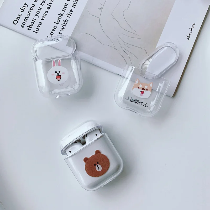 For Airpods case Cute Cartoon Pattern Transparent hard PC Cases For Apple AirPods Cover Bluetooth Wireless Earphone Cases