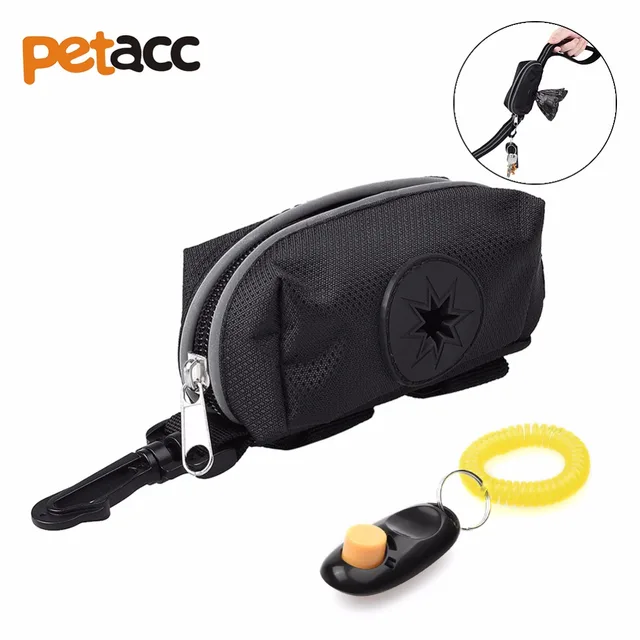 Petacc Dog Treat Pouch and Clicker Set Portable Pet Training Bag Dog Poop Bag Holder with Steel Training Clicker