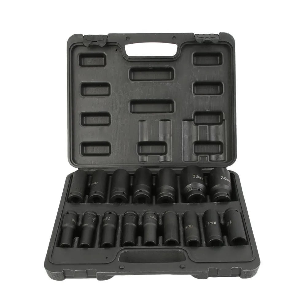 

16Pcs/set Professional Hexagonal Impactor Nuts 1/2 Inch 10-32MM Wrench Auto Repair Sleeves Drive Impact Flip Socket Set