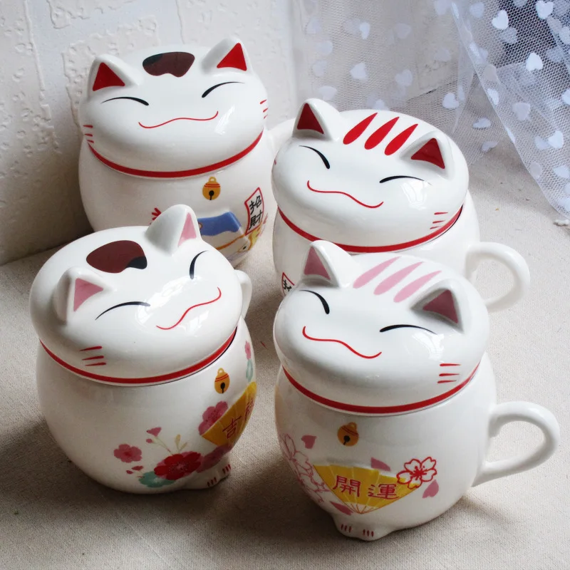 1PC Cute Cat Style Ceramic Mugs with 3D Lid and Spoon Creative Moring Mug for Milk Coffee Tea Unique Porcelain NL 002 | Дом и сад