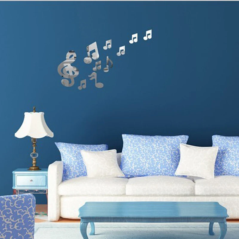 10Pcs DIY Removable Music Note Acrylic Mirror Wall Sticker Art Vinyl Home Decor 2019 Newest