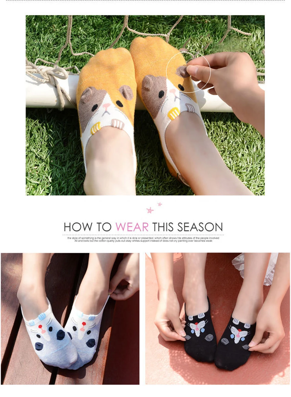 Весенне-летние модели, трехмерные хлопковые невидимые носки, силиконовые Нескользящие Носки с рисунком щенка, носки с закрытым носком