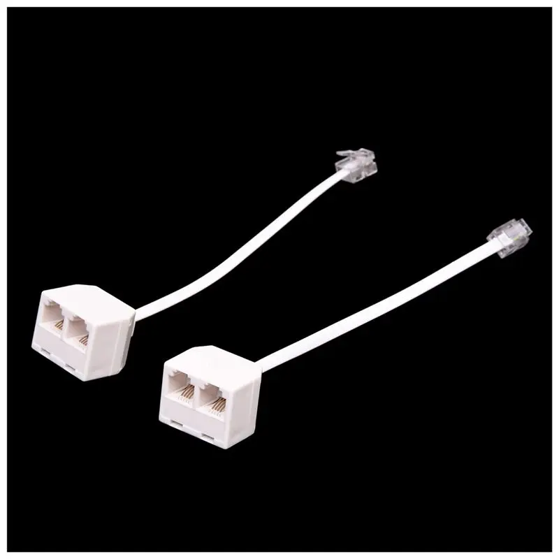 2pcs 6P4C RJ11 Dual Female to Male Telephone Cable Splitter Adapter #8 2pcs 6P4C RJ11 Dual Female to Male Telephone Cable Splitter Adapter #8