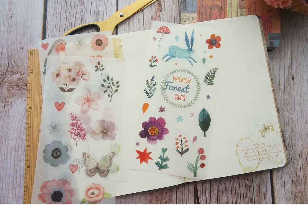 DIY 3 листа птица и кролик Райская Бумага васи наклейка как Скрапбукинг Украшение Подарочная этикетка для упаковки украшения использования