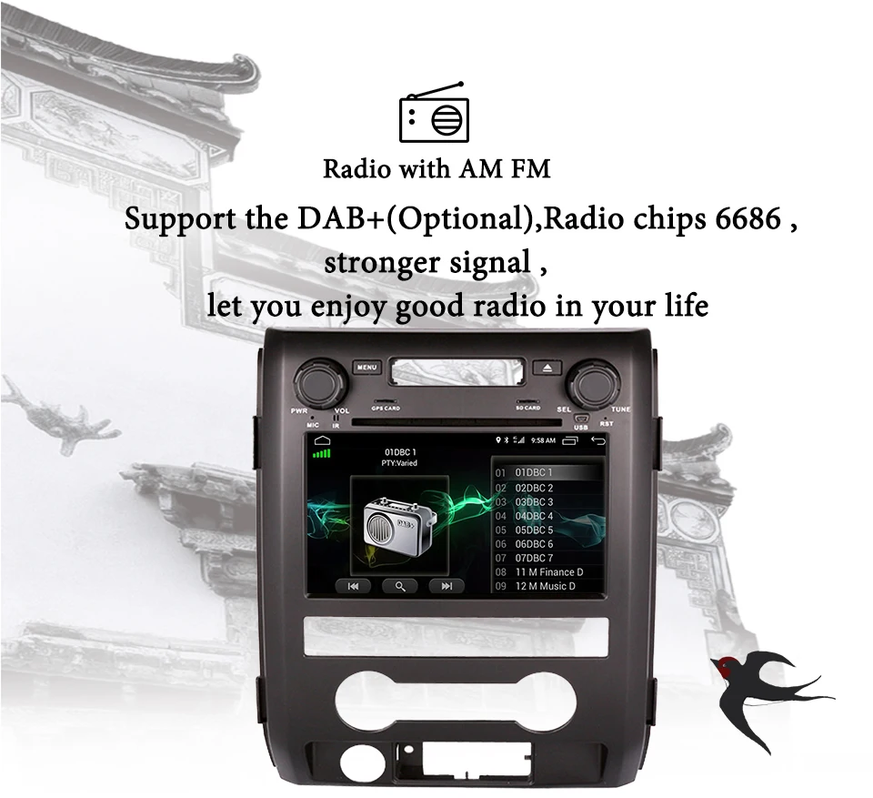 Discount 4GB+64GB 8 inch android 9.0 car dvd player gps navigation for Ford F150 F 150 2009-2014 With Wifi GPS Octa-Core 1024*600 System 5