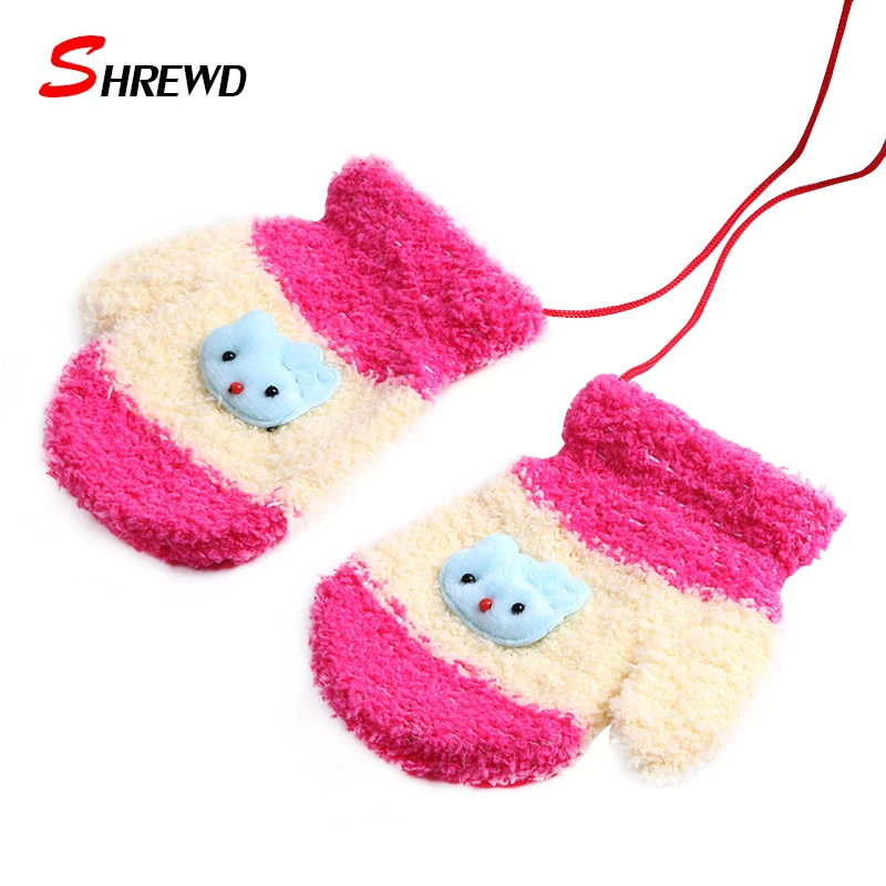 Дети Перчатки Горячие Девушки Мода Зима Теплая Мультфильм Pattern Перчатки Для Ребенка Ремешок Весь Покрыт Палец Девочка Перчатки 5643 Вт
