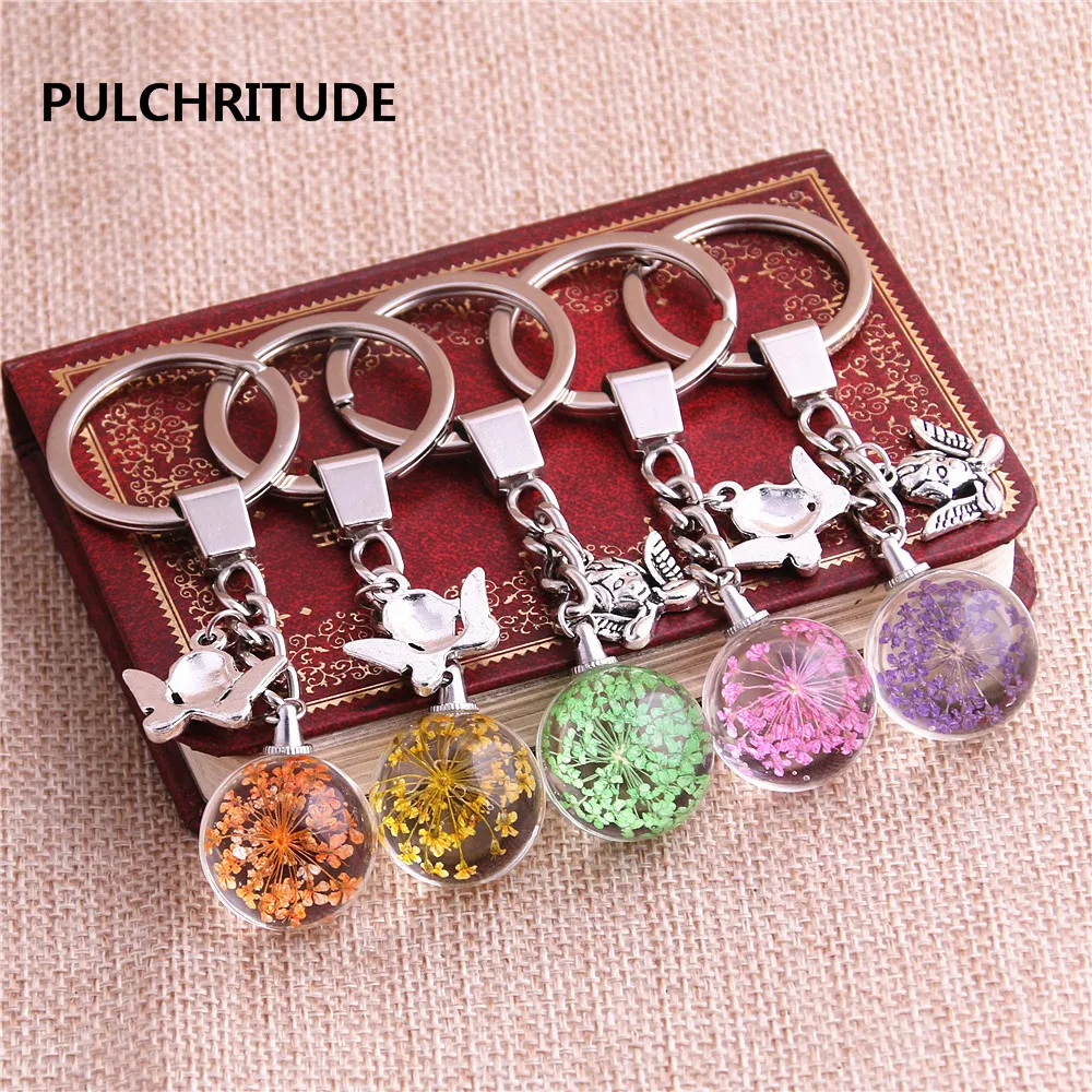 PULCHRITUDE 2 шт./лот металлический брелок Кристальный стеклянный шар кулон с