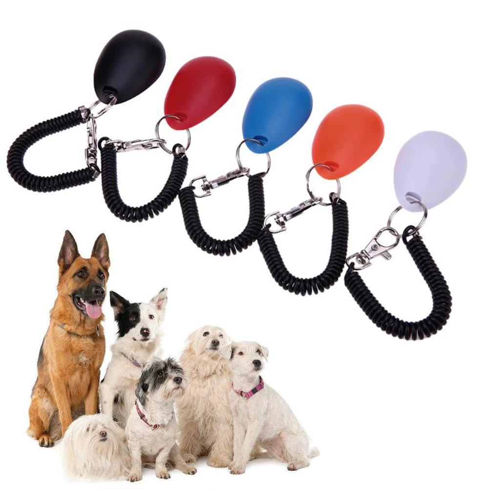 1 Piece Pet Cat Dog Training Clicker Plastic New Dogs Click Trainer Aid Too Adjustable Wrist Strap Sound Key Chain